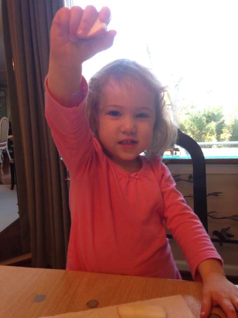 Growling "like a dinosaur" instead of eating her lunch.